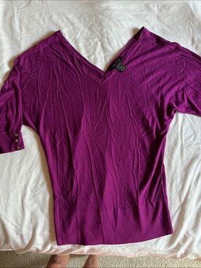 White House Black Market Off-the-Shoulder Sweater in Plum